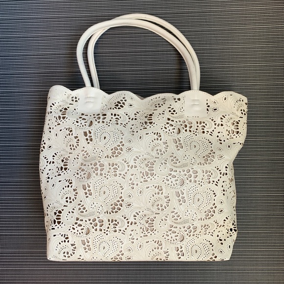 *gently used* Anthropologie leather tote (off-white) - Picture 2 of 11